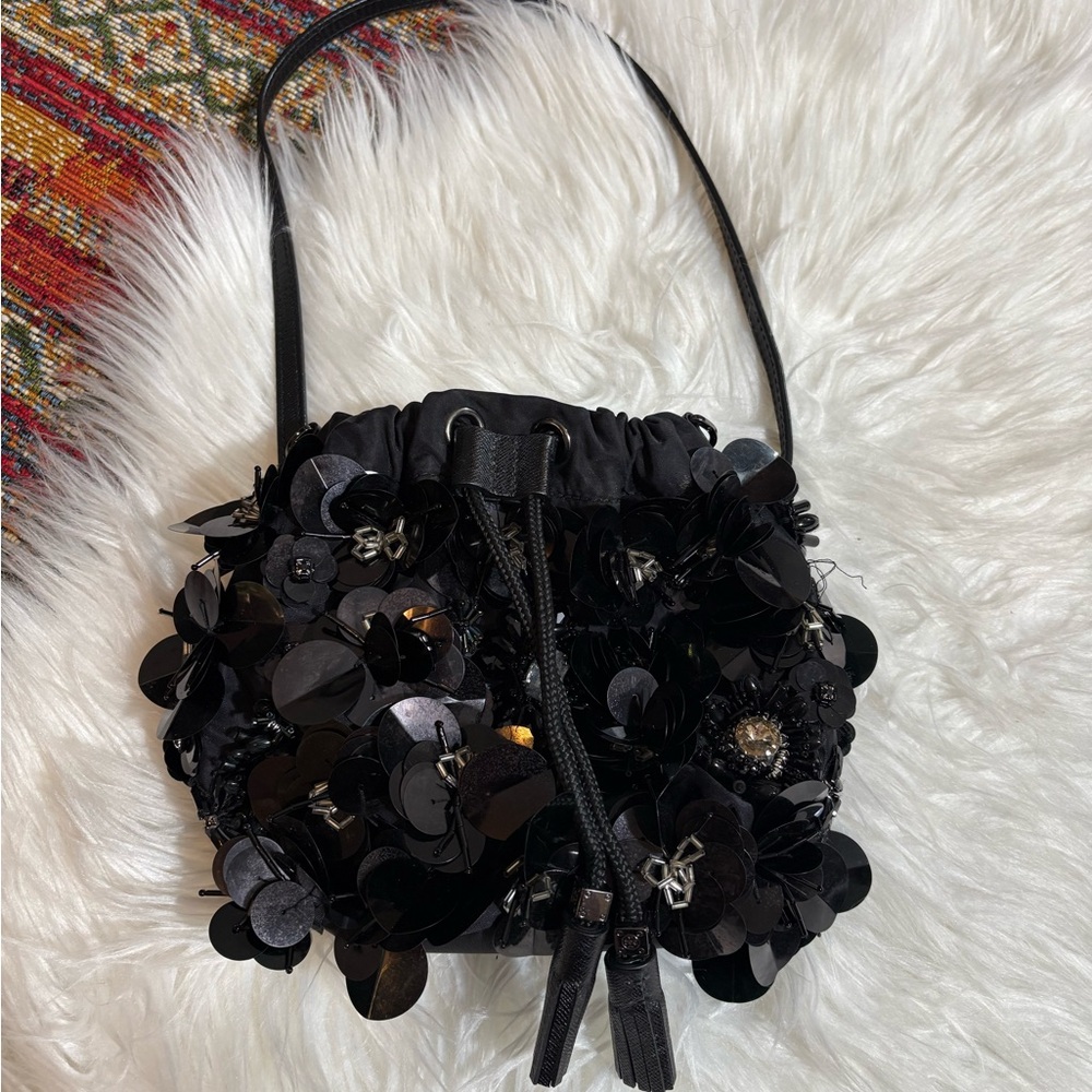 Tory Burch Flower Cluster Bead Stone Satin Bag